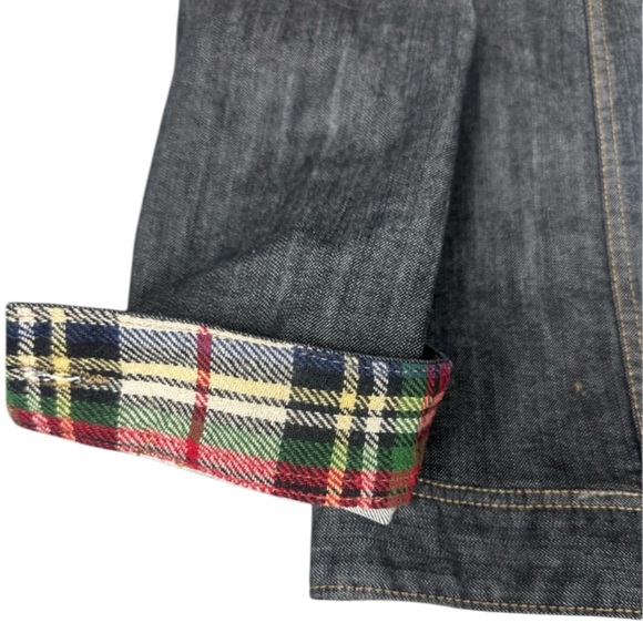 COLDWATER CREEK Denim Jacket with Plaid Cuff & Hem Size Large — Perfect for Fall - Picture 6 of 9